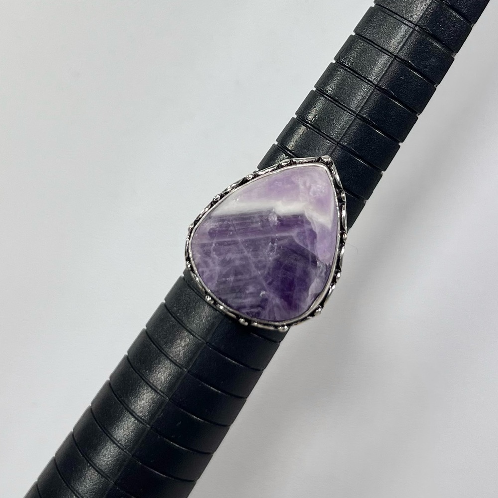 Rough Chevron Amethyst 925 Gemstone Ring size 8.25
